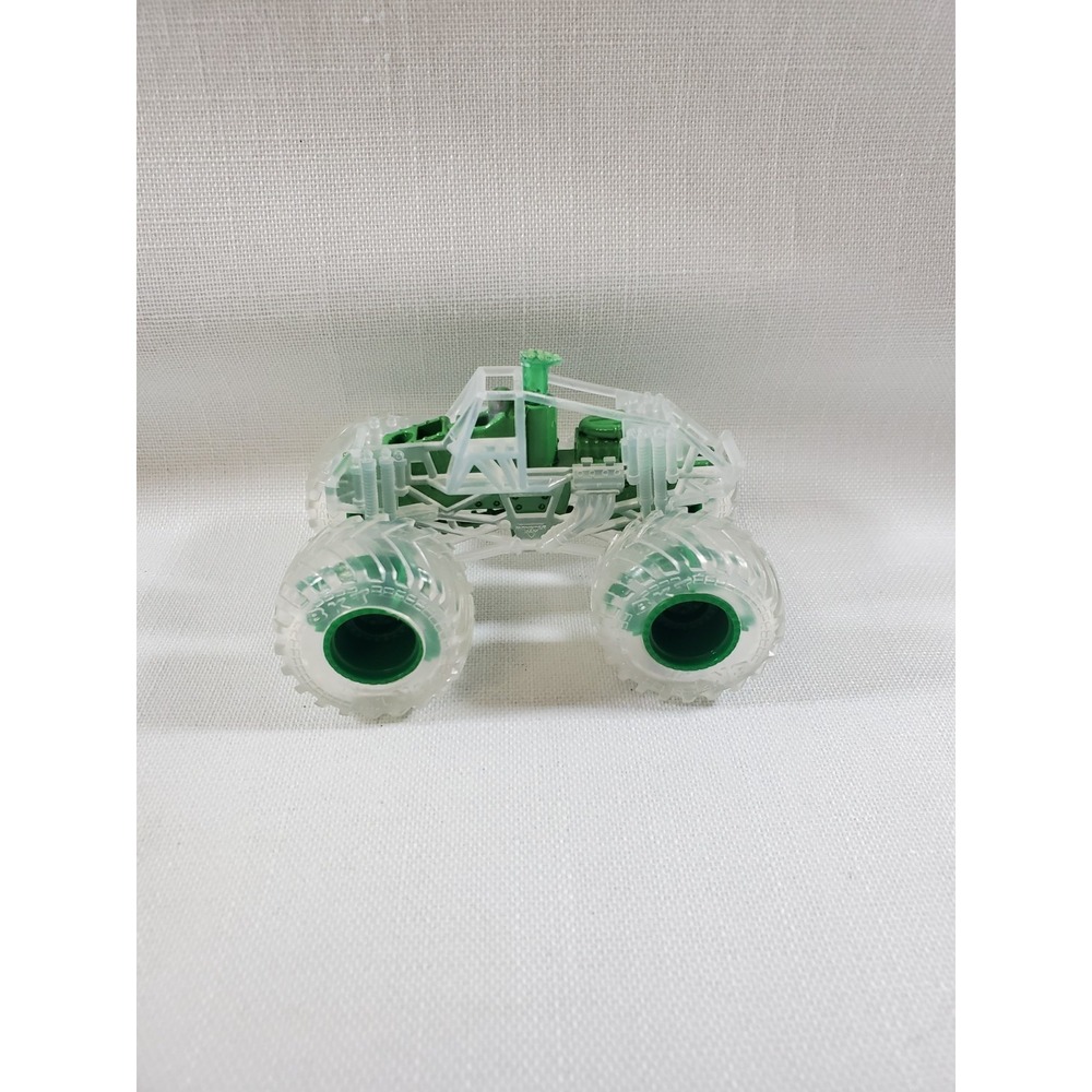 2 Hot Wheels Monster Truck Chassis Gold + Clear Green Skeleton Frame Loose-PARTS - Picture 7 of 13